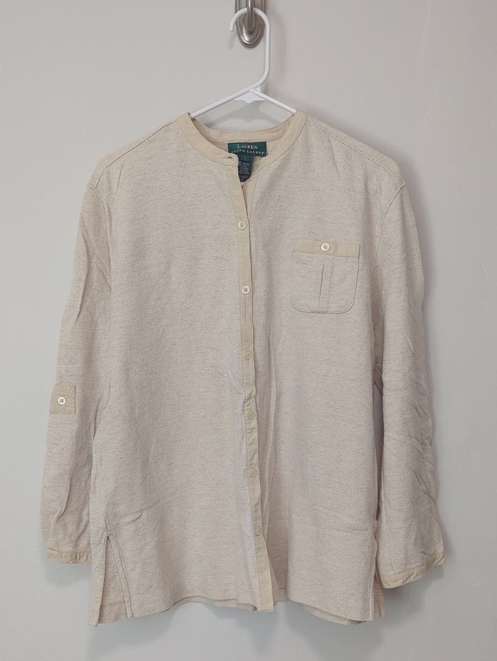 Lauren Ralph Lauren Cream/Beige Long Sleeve Button Front Shirt